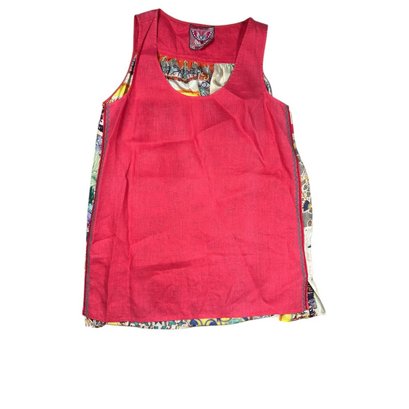 Johnny Was Patchwork Patterned Tank Top Size S Scarf Silk Linen Boho - Picture 3 of 8